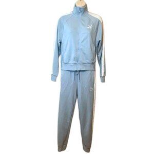 Puma Sky Blue Tracksuit with White Stripes